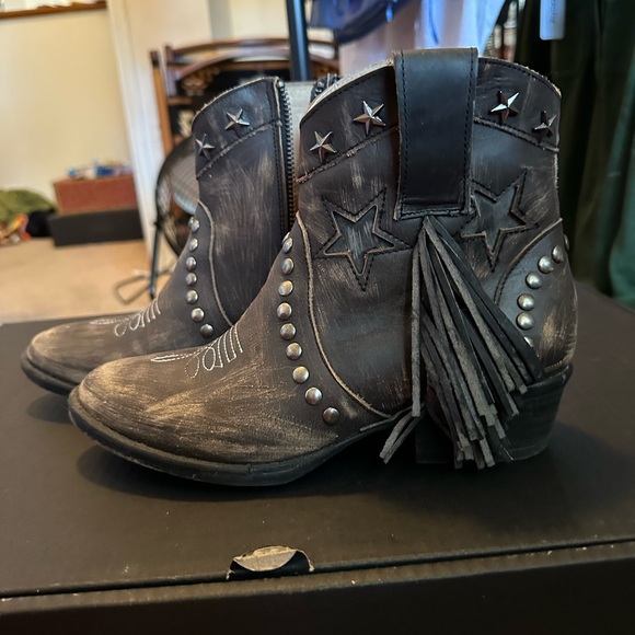 Corral Black Embroidered Ankle Boots - Picture 1 of 7